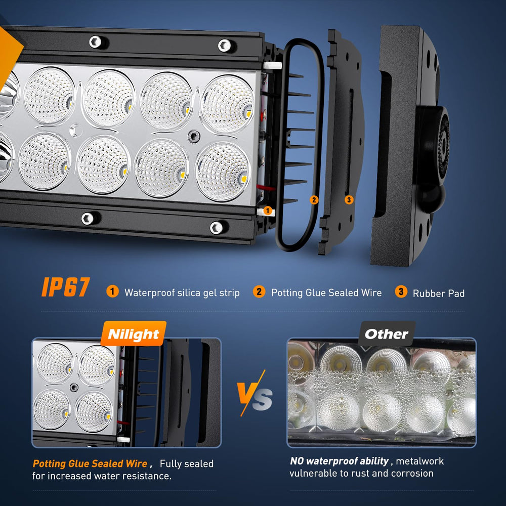120W LED bar with long wiring harness for flexible installation