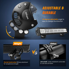 Nilight 126W light bar mounted on a vehicle tube for rugged use