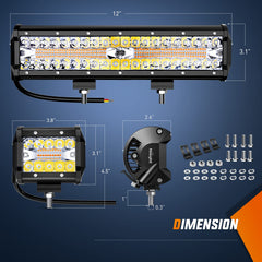 Nilight 12-inch light bar rear view supports safer backing.