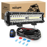 Nilight 12-inch LED light bar front view for enhanced visibility on road and trail.