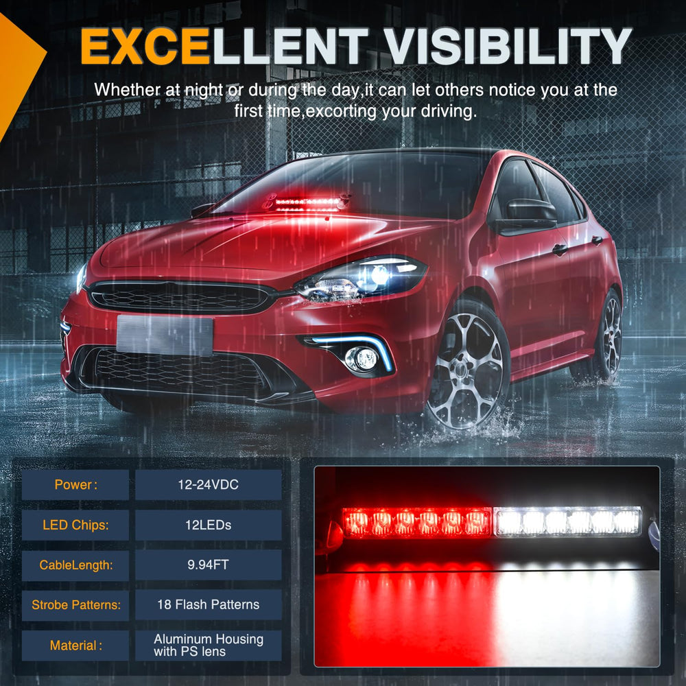 Nilight 12LED traffic advisor aluminum housing for durability and heat dissipation.