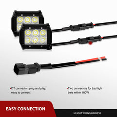 Nilight 12V off-road harness with two leads supports dual light installations.