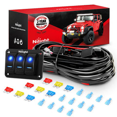 Nilight 16AWG harness front view for rugged lighting installations.