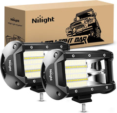 Nilight 18001F-B two-piece 5-inch LED light bar front view for enhanced night visibility.