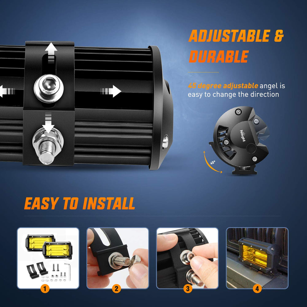 Nilight 18030C-A amber mounting brackets included for quick installation.