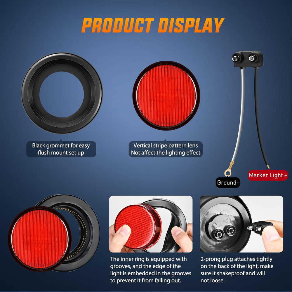 Nilight 2.5-inch red marker light waterproof lens for all-weather use