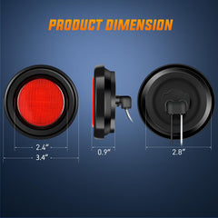 Nilight round marker light side view with red lens for trailers