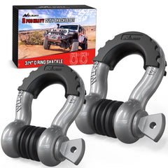 Nilight 2-pack 3/4-inch D-ring shackles, front view, reliable off-road recovery potential.