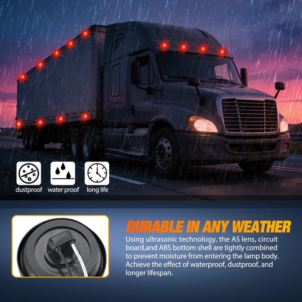 Nilight 2-pack marker lights with plug and grommet for quick setup
