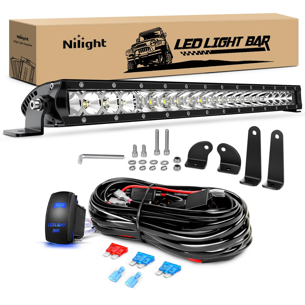 Nilight 21-inch LED light bar front view for off-road visibility
