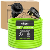 Nilight 25 ft RV locking extension cord with TT-30P and L5-30R for secure camp power
