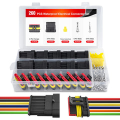 Nilight 260pcs 6-pin connector kit for versatile automotive wiring.