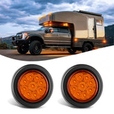 Nilight 2Inch Round Amber Marker Light front view showing 9 LEDs for enhanced visibility