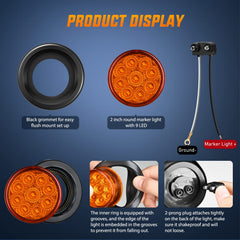 Nilight 9LED marker light wiring with grommet and plug for easy setup