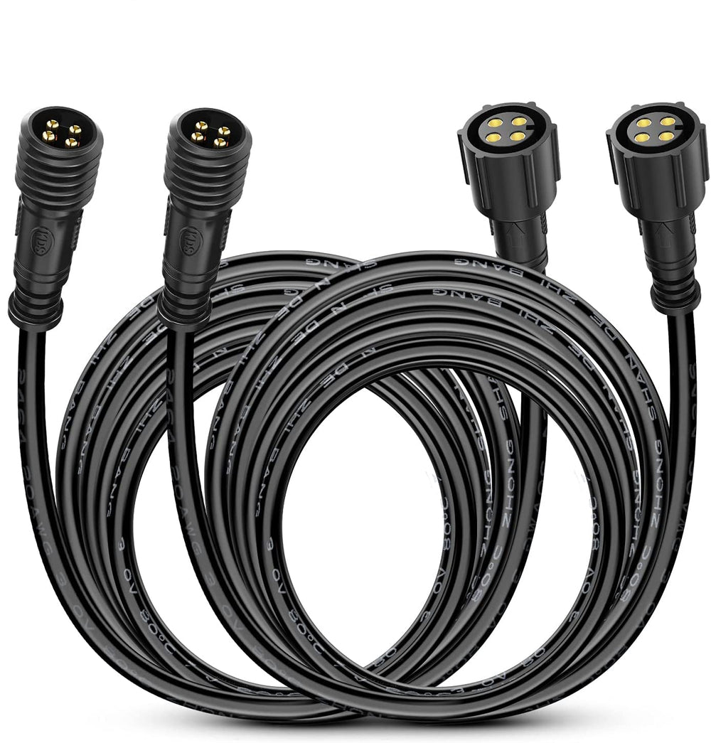 Nilight 2 pack 10ft 4 pin RGB extension wires for flexible rock light placement