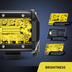 Nilight 2PC 4 inch yellow LED pods rear view shows rugged design.