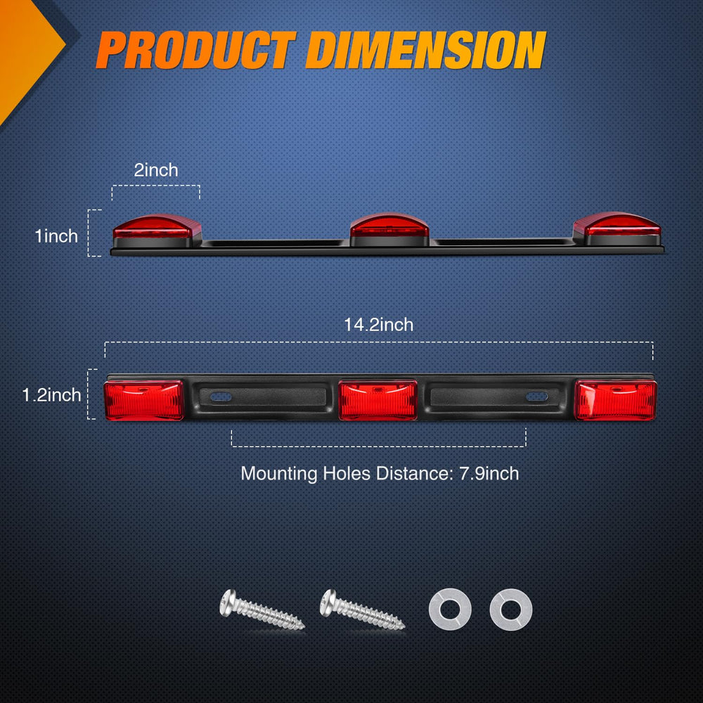 Nilight 2pc red marker light bar set mounted on exterior for road presence