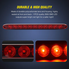 Nilight 16-inch LED trailer bar shows clear turn signals with bright red illumination.