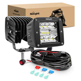 Nilight 2pcs 3in LED pods front view highlights bright coverage for off-road driving