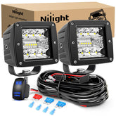 Nilight 2Pcs 3-Inch LED cubes, front view, sharper night visibility on trails