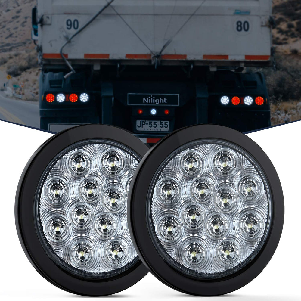 Nilight 2-piece 4-inch white round reverse light with surface mount for easy night visibility
