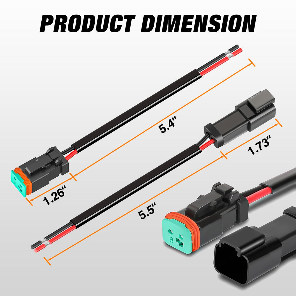 Nilight 2-pin DT connector buckle-secure fit keeps connections from slipping in vibration-prone environments