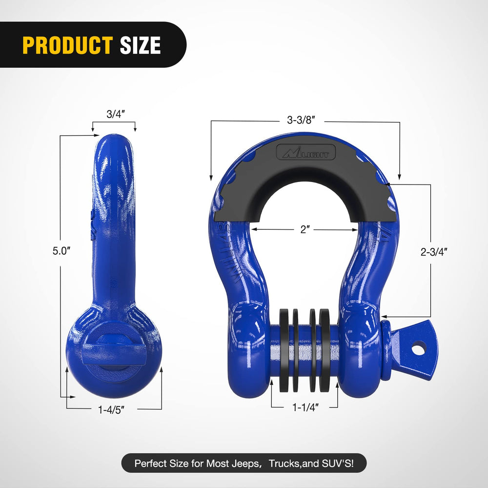 Nilight 3-4 inch D-ring shackle screw-pin close-up highlighting rugged material.