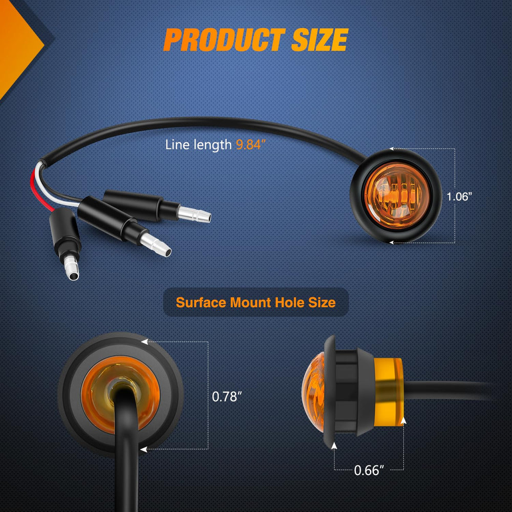 Nilight amber turn signal light, round LED, dual brightness for trucks