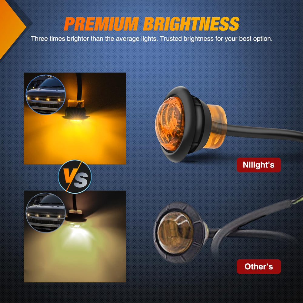 Nilight durable boat camper van marker light with bright amber signal
