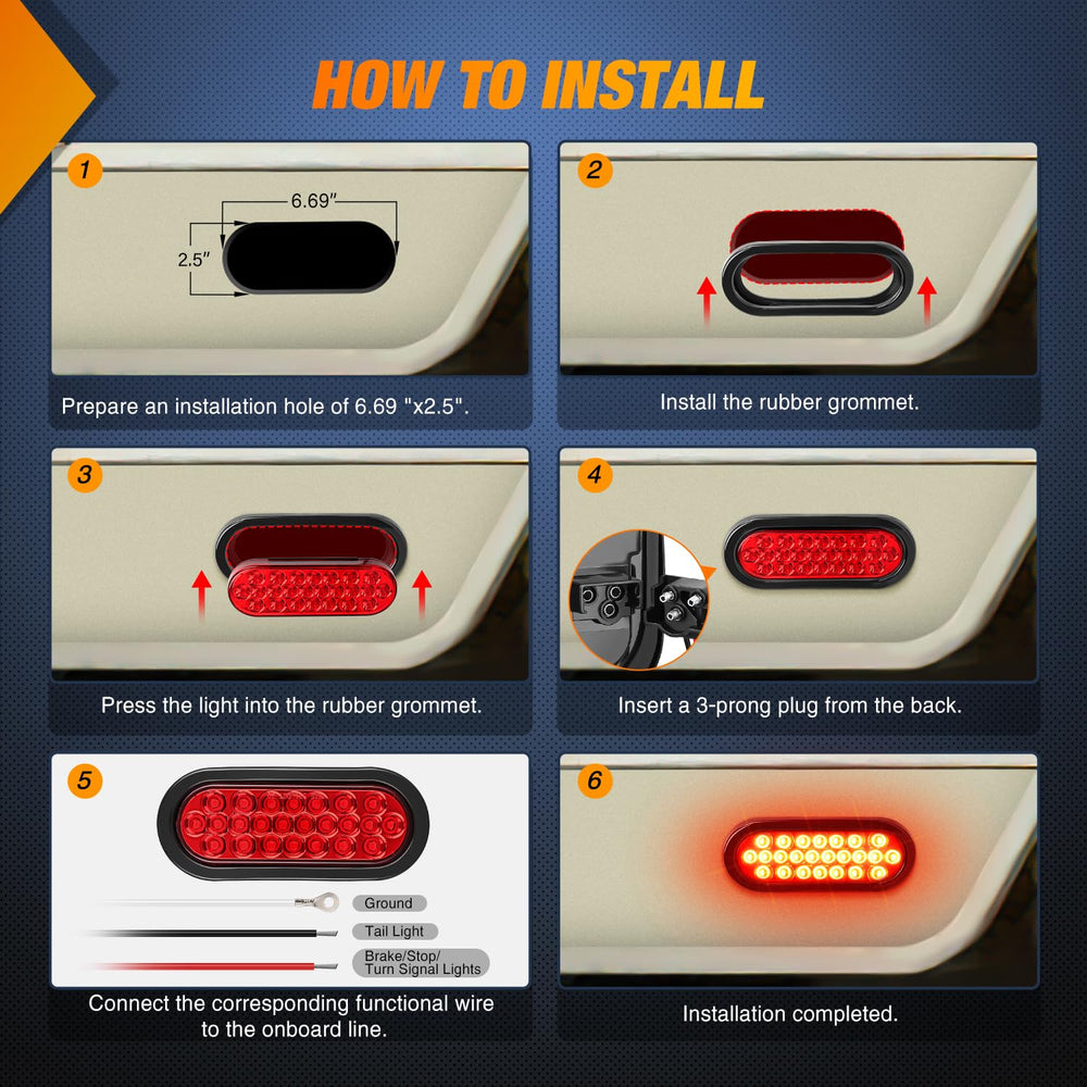 Nilight tail light features a secure 3-prong plug for reliable wiring.