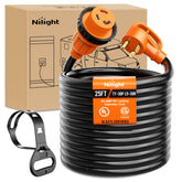 Nilight 30A RV locking extension cord ready for TT-30P at the campsite.