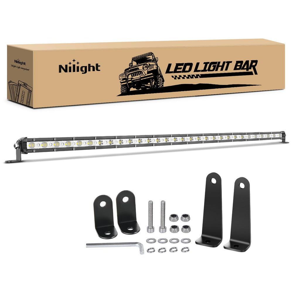 Nilight 31-inch ultra-slim light bar front view enhances night visibility for offroad driving