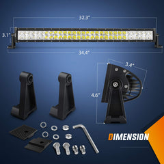 Nilight 32-inch LED light bar side bracket assembly shows sturdy mounting for rugged terrain