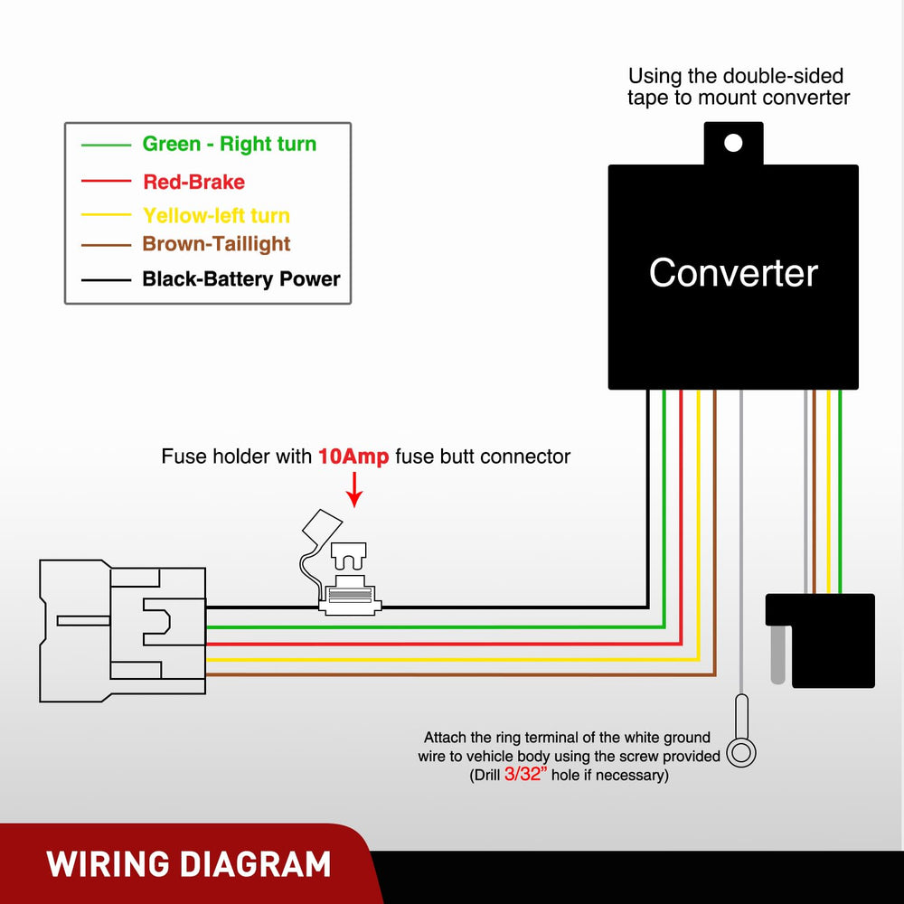 Nilight 4-flat connector harness maintains trailer light alignment
