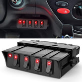 Nilight 4-gang switch box front view showing rugged aluminum housing for durable vehicle installations.