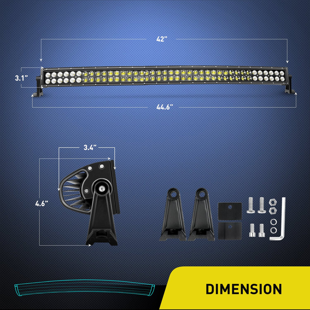 Nilight curved LED light bar with spot and flood beams for wider coverage.