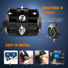 Nilight 4in LED light pod blue triple row universal vehicle fit suitable for trucks and boats