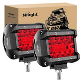Nilight 4-inch LED light pod front beam with red triple-row for enhanced visibility