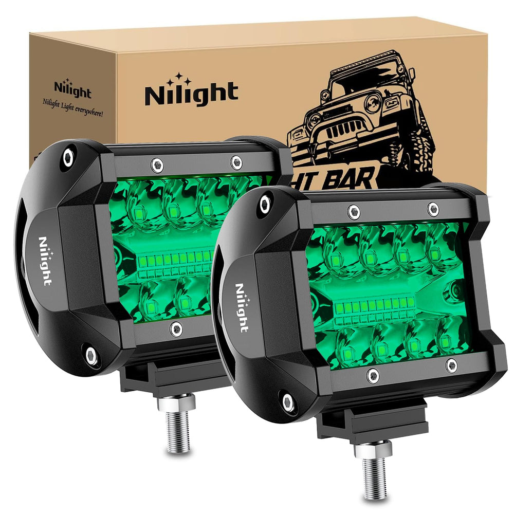 Nilight 4inch LED light pods front view for improved night visibility and wide coverage.
