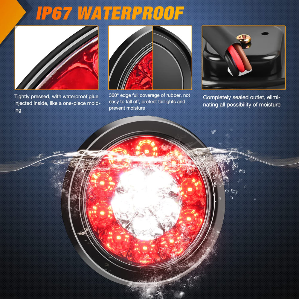 Nilight 4-inch round tail light easy-install with pre-cut holes and wiring