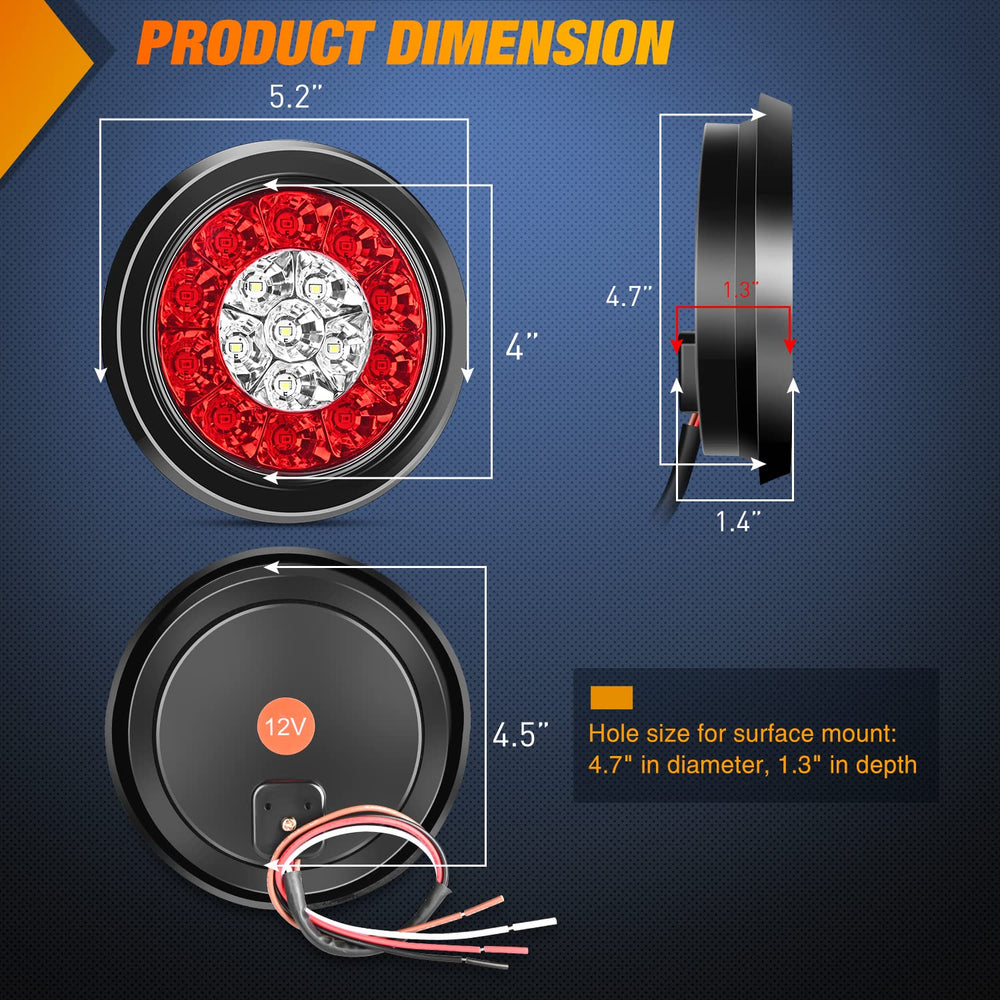 Nilight 4-inch round tail light inner circle provides reliable reverse illumination