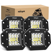 Nilight 4PCS 42W flush mount light pods, top view, enhances night visibility for off-road journeys