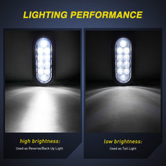 Nilight 4-pack 6-inch oval LED tail light showing bright 10-LED array for signaling