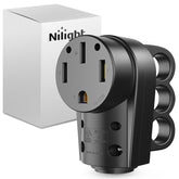 Nilight 50A RV female receptacle with handle, front view for easy connection.