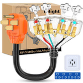 Nilight 50A to 4x15/20A RV adapter cord ready for outdoor power expansion at campgrounds