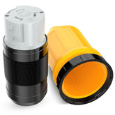 Nilight 50A RV power connector front view with twist-lock for secure hookup.