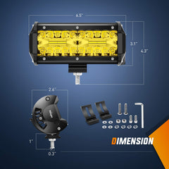 Nilight 6-5-inch amber LED light bar side mounting shows versatile install