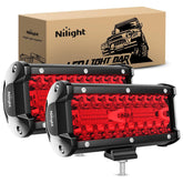 Nilight 6.5 inch LED light pod front view with red triple row beam for enhanced night visibility