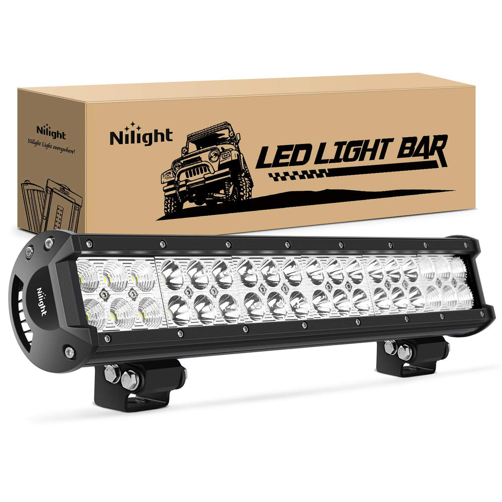 Nilight 60004C-A light bar front view enhances forward night visibility.