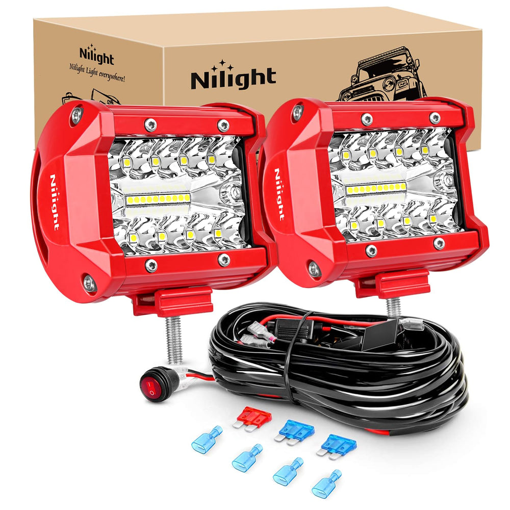 Nilight 60W 4-inch LED light bar with spot and flood beams for clear road and trail visibility.
